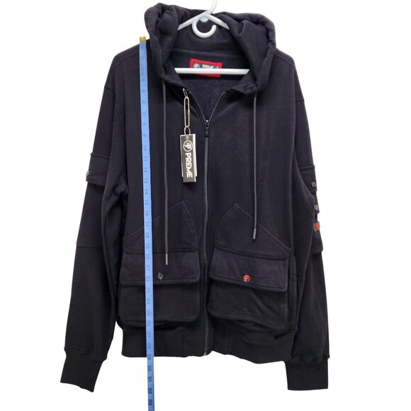 Preme Black With Multiple Utility Pockets Full-Zip Hoodie Size L - Picture 10 of 14